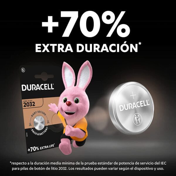 Duracell - Pilas de botón de litio 2032 de 3 V, paquete de 4, con Tecnología Baby Secure (DL2032/CR2032) - Imagen 2